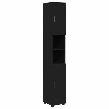Gabinete De Baño Con Almacenamiento Negro 30 X 35 X 192 Cm Vidaxl