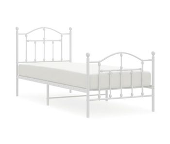 Estructura cama metal con cabecero y pie cama blanca 90x200 cm con cabecero y pie de cama
