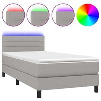 estructura de cama led con cabecero con somier colchon 90x200cm tela gris claro tdl0209446