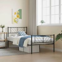 cama individual  cama para adultos  estructura cama sin colchon con estribo metal negro 90x200 cm cfw461356
