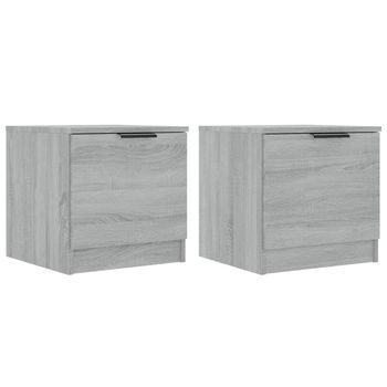 Pack 2 Uds Mesitas De Noche | Mesa Auxiliar | Mesilla Color Gris Sonoma 40x39x40 Cm