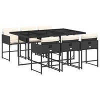 set de comedor de jardin 7 pzas y cojines ratan sintetico negro cfw294131