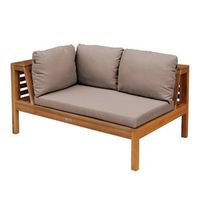 canape izquierdo de jardin bajo de madera de eucalipto color topo oviala