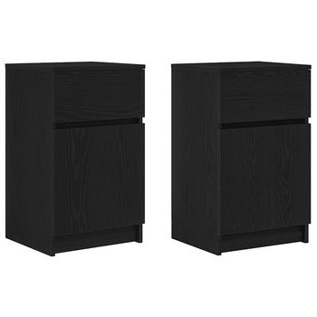 Mesillas De Noche 2 Uds. Madera De Ingeniería Negra 39x35x65 Cm Vidaxl