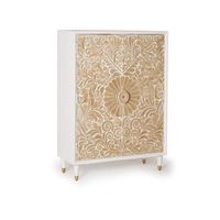 aparador madera de mango blanco y detalles dorados
