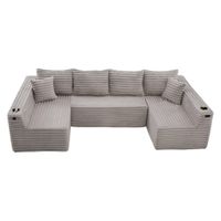 sofa en u de pana gris claro   aosom espana