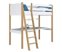 cama alta de madera con escritorio n04 blanco  roble