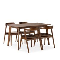 juego de mesa 140x80 cm y 4 sillas de comedor color nogal
