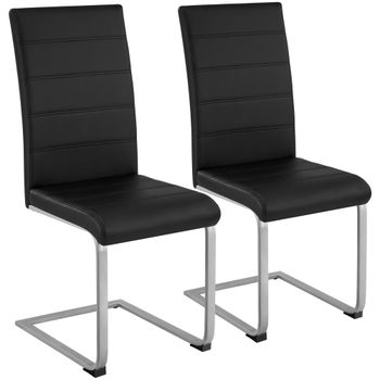 2 sillas de comedor ergonómicas y altas, forma de c, símil cuero negro