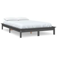 estructura de cama madera maciza de pino gris 120x190 cm vidaxl