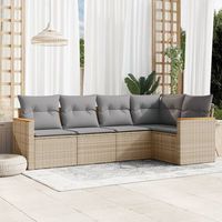 conjunto de sofas jardin con cojines beige mezcla 5 uds  mueble jardin mesa y sillas ratan pe cfw210769