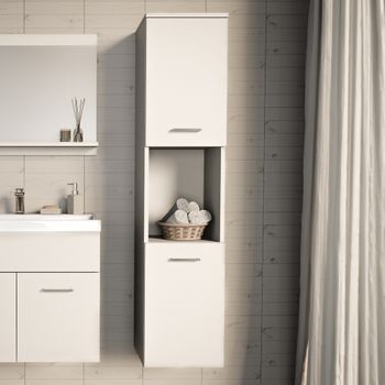 Armario Alto Para Baño Krildihana 131x30x30 Cm - Blanco [en.casa]