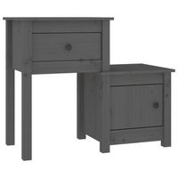 mesita de noche madera maciza de pino gris 795x38x655 cm vidaxl