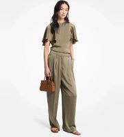 michael kors para mujer mt6411qayj blusa de saten con mangas con vuelo verde 40 casual manga corta poliester reciclado
