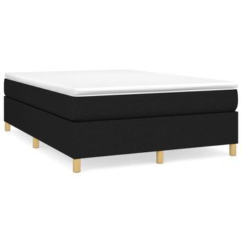 Cama Tapizada 193x140x35 Cm Tejido (100 % Poliéster), Contrachapado Y Madera Tratada - Negro
