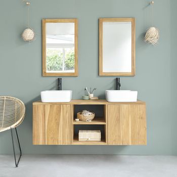 Mueble De Baño De Madera Teca Maciza De 135 Cm