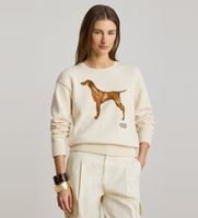 lauren ralph lauren para mujer 200p14120001 jersey de algodon con perro de intarsia blanco crema xl casual