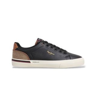 Pepe Jeans para hombre. PMS300011 Zapatillas Kenton Campus negro (42), Plano, Cordones, Casual