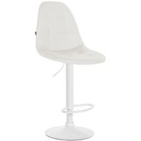 taburete de bar x1 con reposapies asiento giratorio regulable en altura en pvc blanco estructura de metal blanco 100004835