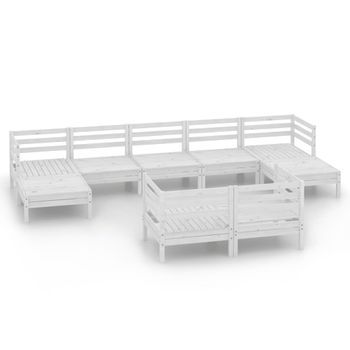 Juego De Muebles De Jardín 9 Piezas Madera Maciza Pino Blanco Vidaxl