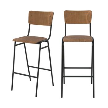 Set de 2 sillas de bar de madera 75 cm