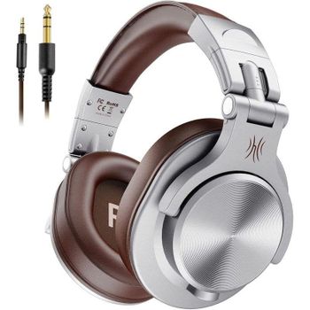 Auriculares OneOdio Fusion A71 con cable, monitorización, conector 6,35 mm y 3,5 mm, plateados