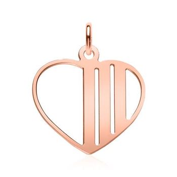 Colgante corazón grabado de plata 925 chapada en oro rosa