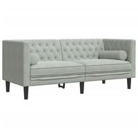 sofa chesterfield 2 plazas  sofa de descanso con cojines terciopelo gris claro