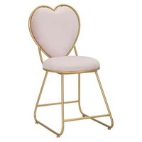 silla en forma de corazon de metal dorado y tela rosa cm 37x47x80