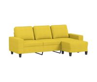 sofa de 3 plazas - sofa de salon con taburete de tela amarillo claro 180 cm