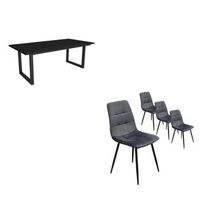 conjunto salon mesa de comedor 200 negro estilo industrial mesa fija pack de 4 sillas de comedor silla tapizada