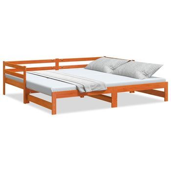 Sofá Cama | Sofá Convertible Nido Madera Maciza De Pino Marrón Cera 90x200 Cm