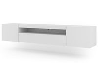 el soporte de tv aura de estilo moderno mide 42x200x37 cm e incluye 4 estantes y 3 puertas