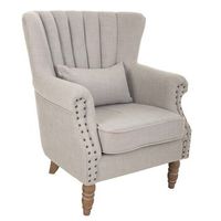 sillon de madera tapizado gris 73x59x4387