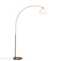 lampara de arco moderna cobre con pantalla blanca