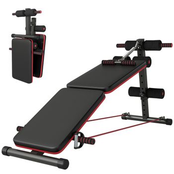HOMCOM Banco Abdominales Plegable Ajustable en Altura con Soporte Poplíteo Regulable Ideal Hogar y Gimnasio 137x51x50-66 cm Negro   Aosom España