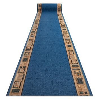 Alfombra De Pasillo Con Refuerzo De Goma  Jena Azul 120cm 120x120 Cm