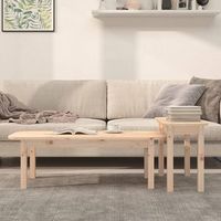 juego de pack 2 uds mesas de centrormesa auxiliarrmesa de cafe madera maciza de pino
