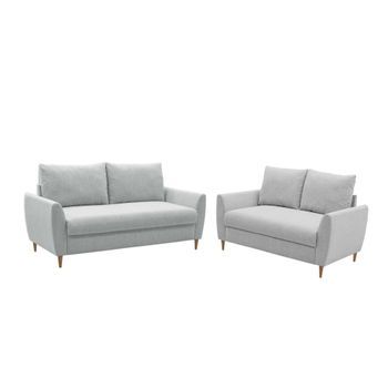 Pack De 2 Sofás Para Salón Comedor Mave Estilo Contemporáneo En Color Gris Con 1 Sofá De 3 Plazas Y 1 Sofá De 2 Plazas