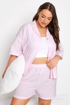Yours Pantalón Corto De Pijama En Algodón Con Rayas Rosas