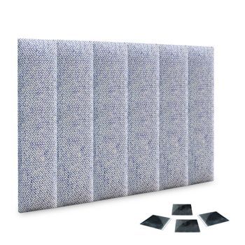 Dhome Juego De 6 Paneles Tapizados De Tela De Lujo Pack Autoadhesivos Para Pared Acústicos Absorbentes Protección (espigas Azul, 60x20cm, X6)