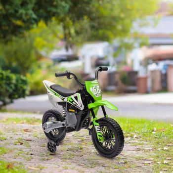 Moto Eléctrica Para Niños De +3 Años Con Batería 12v Verde Aiyaplay