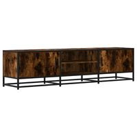 mueble tv  mueble de salon metal y madera ingenieria roble humo 160x35x41 cm