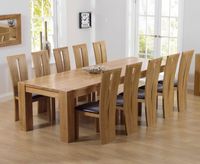 thames 300cm oak dining table with montreal chairs - cream 8 chairs