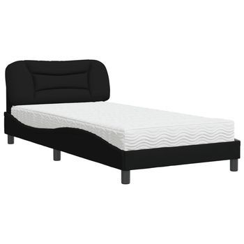 Cama Con Colchón Tela Negro 100x200 Cm