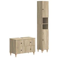 juego de gabinete de bano de 2 piezas alkmaar roble sonoma vidaxl