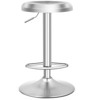 costway taburete de bar giratorio ajustable con reposapies mango y base silla de barra de acero inoxidable de 82 cm para cocina cafeteria plata