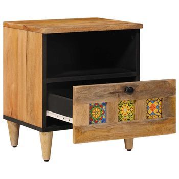 Pack 2 Uds Mesita De Noche | Armario De Noche | Mesa De Noche Con Cajón Natural 40 X 33 X 46 Cm