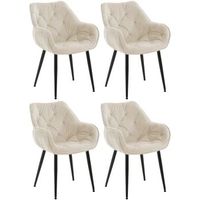 set de 4 sillas tanna de salon en terciopelo crema 62x58x83 cm clp