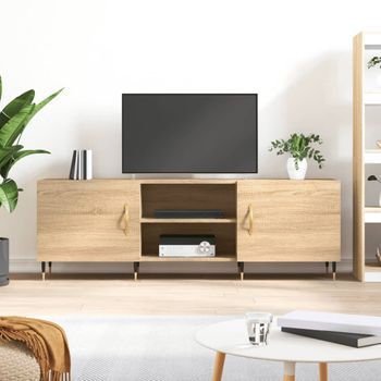 Mueble Tv | Mueble De Salón | Armario Tv Madera De Ingeniería Roble Sonoma 150x30x50 Cm Cfw779200